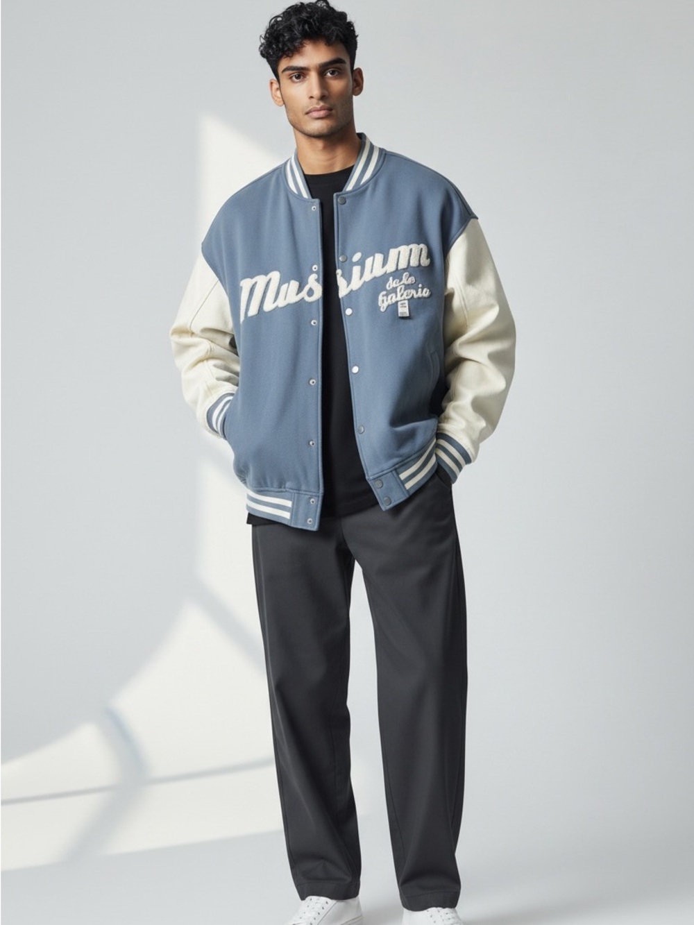 Blue & White Varsity Bomber Jacket
